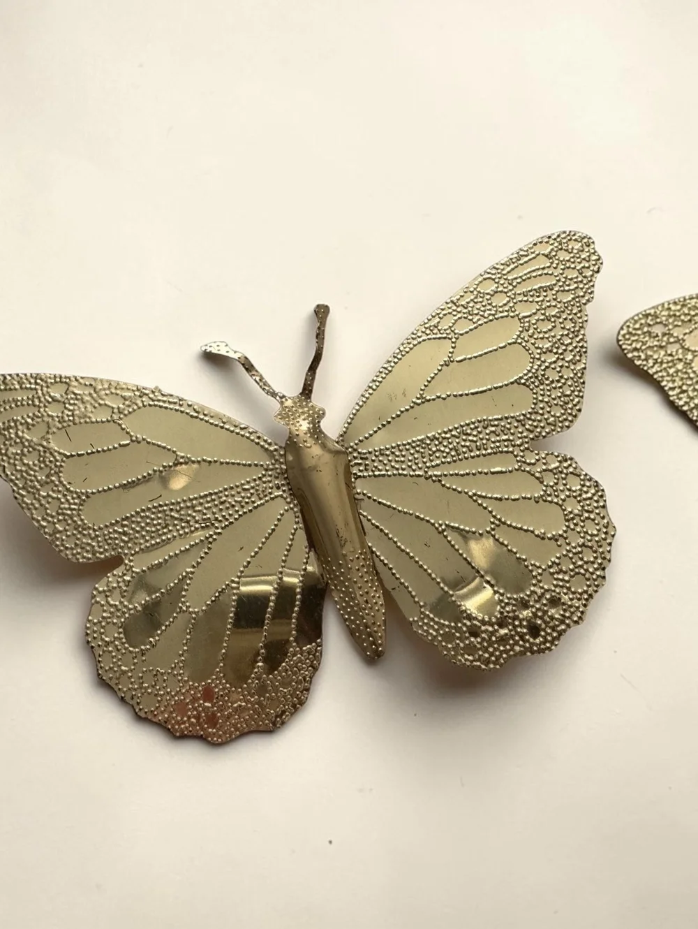 Vintage Gold Metal Butterfly Wall Decor Set of 3 Embossed Dimensional